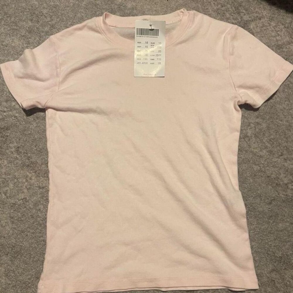 Brandy-melville Women's Pink and Cream Shirt